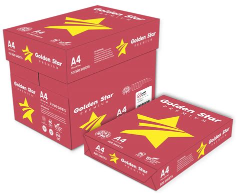 Papel Golden Star Rojo Premium A4 80gr Blanco Calidad Tipo A 100 Pefc