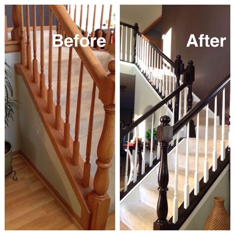 Honey Oak Stairs Redo General Finishes Java Gel Stain And Painted