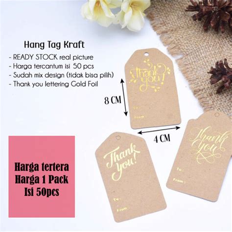 Jual Hangtag Thank You Kartu Ucapan Terima Kasih Tag Label Isi Pcs