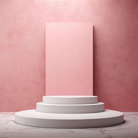 Stone Podium On Rock Platform 3d Illustration Grey Rock Pedestal For A