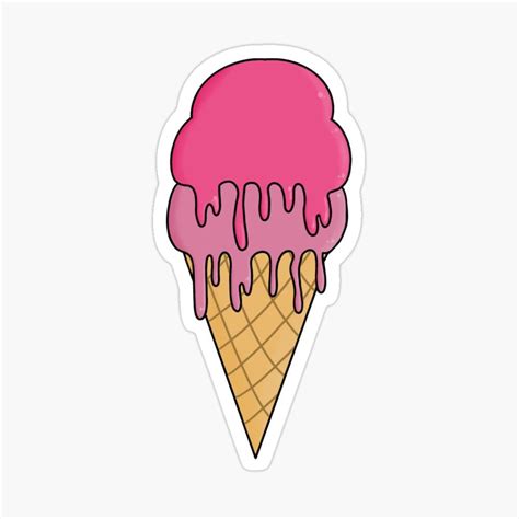 Dripping Ice Cream Cone Sticker For Sale By Pinkbelleshop Cool