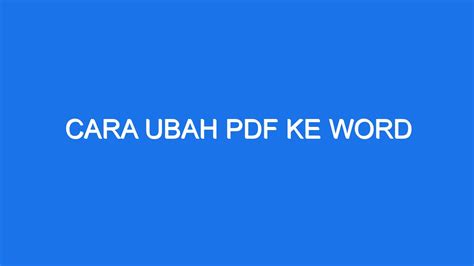 Cara Ubah Pdf Ke Word