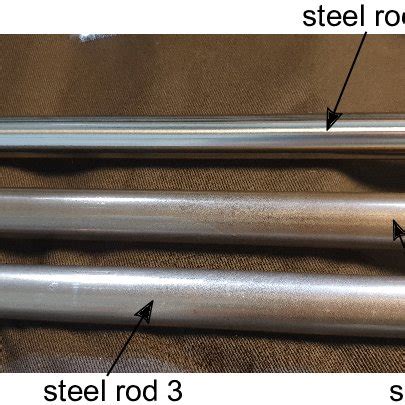 Photo of the steel rod samples used for the measurements. The surface ...