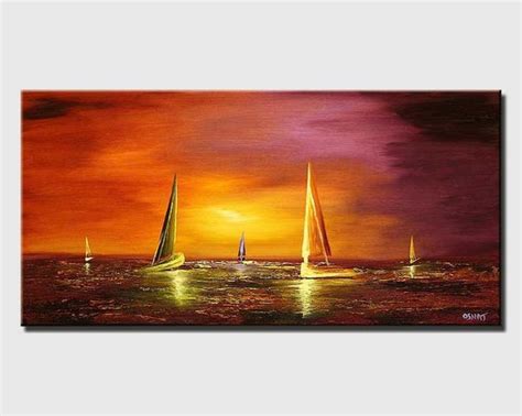 Sailboat Painting Abstract Seascape Acrylic Painting on | Etsy