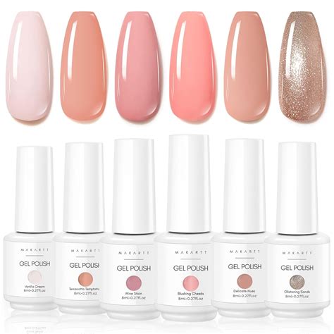 Gel Polish Set Nail Nude Pink Glitter UV Soak Off Nail Art Manicure Kit – Makartt