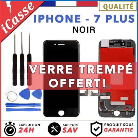 ECRAN LCD VITRE TACTILE SUR CHASSIS POUR IPHONE 7 PLUS NOIR KIT