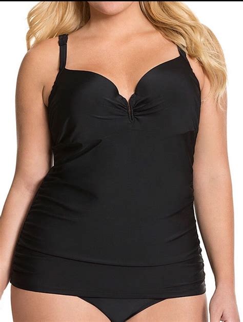 V Wire Swim Tank With Built In Balconette Bra Cacique Lane Bryant Size 38f Black Cacique