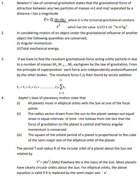 Gravitation Class Ncert Notes Pdf