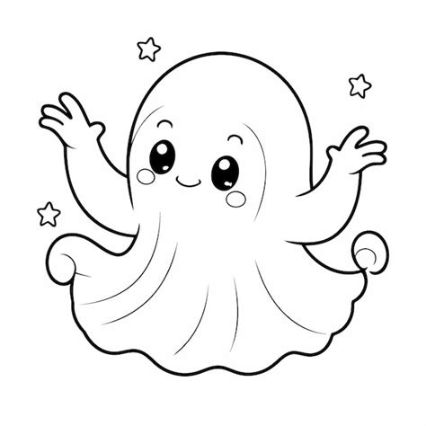 Lindo fantasma dibujado a mano para niños pequeños Vector Premium