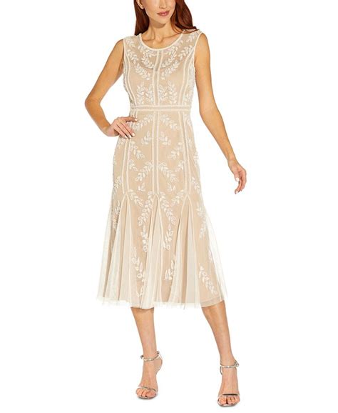 Adrianna Papell Beaded Chiffon Midi Dress Macys