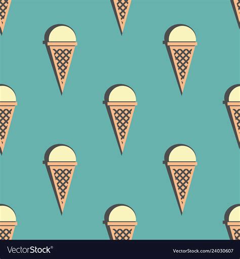 Ice Cream Cone Seamless Pattern Color Royalty Free Vector