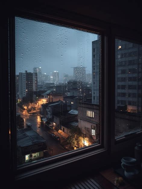 Premium AI Image | A window with raindrops on it