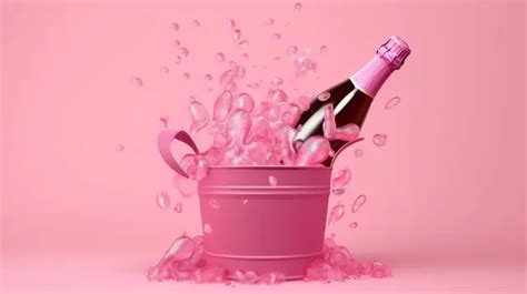 Champagne Bottle Popping In Bucket Mockup Isolated 3d Render Background