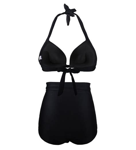 Vintage Ruched High Waisted Bathing Suit Bikini Fba Black Cu H M D