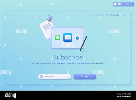 3d Subscribe To Newsletter And Promotions Banner Template Invitation