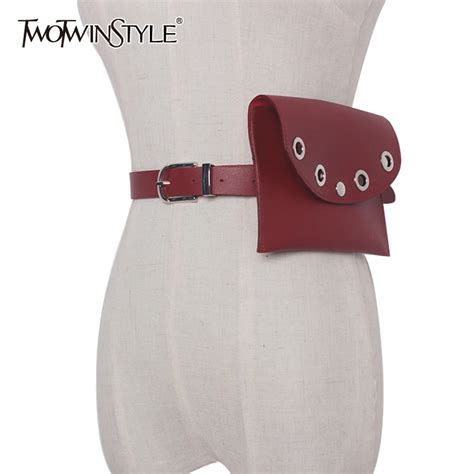 Twotwinstyle Hollow Out Pu Leather Women S Waist Belt Detachable Small