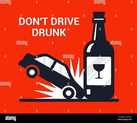 Accident Drunk Driver Poster Driving Intoxicated Flat Vector