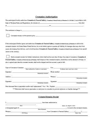 Fillable Online Printable Cremation Authorization Form Cremation