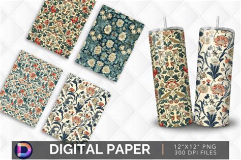 William Morris Digital Paper Botanical Graphic By DelArtCreation