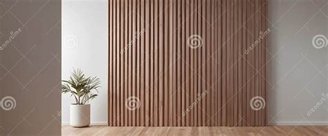 Modern Wooden Slat Wall with a Potted Plant, Interior Design and Architecture Themes. AI ...