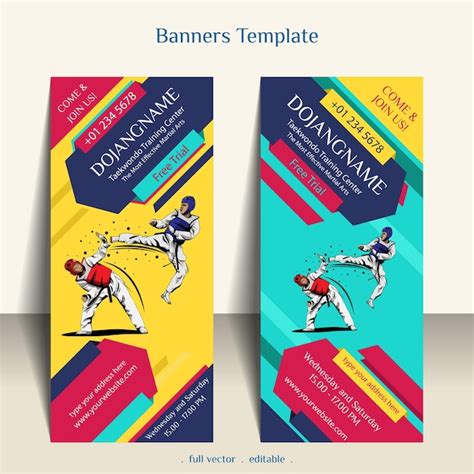 Premium Vector | Creative Taekwondo banners template for roll up banner ...