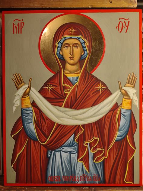 Hand-Painted Orthodox Icon of the Mother of God and Ever-Virgin Mary