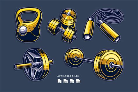 Gym Equipment Pack Vector Illustration by Blankids on Envato Elements