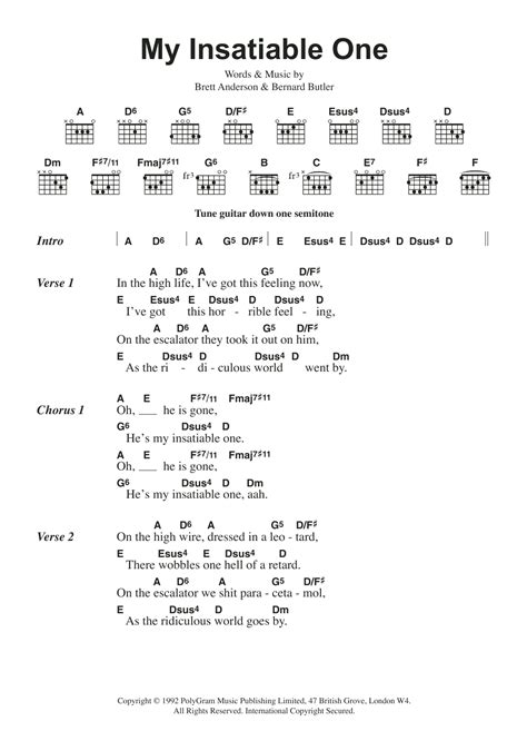 My Insatiable One By Suede Guitar Chordslyrics Guitar Instructor