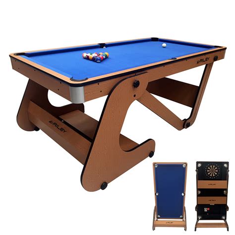 Riley Folding Pool Table With Dartboard Ft Vertical Folding