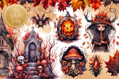 Samhain & Halloween Clipart Set Graphic by daphnepopuliers · Creative ...