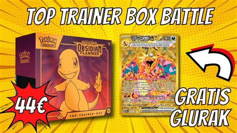 Pokemon Obsidian Flammen Top Trainer Box Battle Glurak EX Gold 228