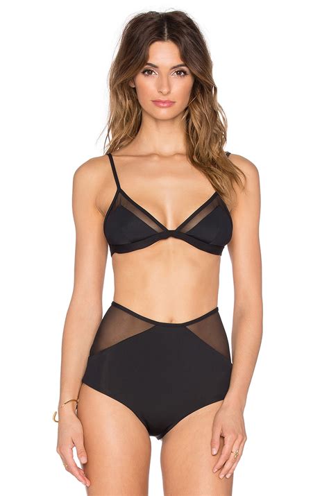 Mara Hoffman Mesh Combo Halter Bikini Top In Black REVOLVE