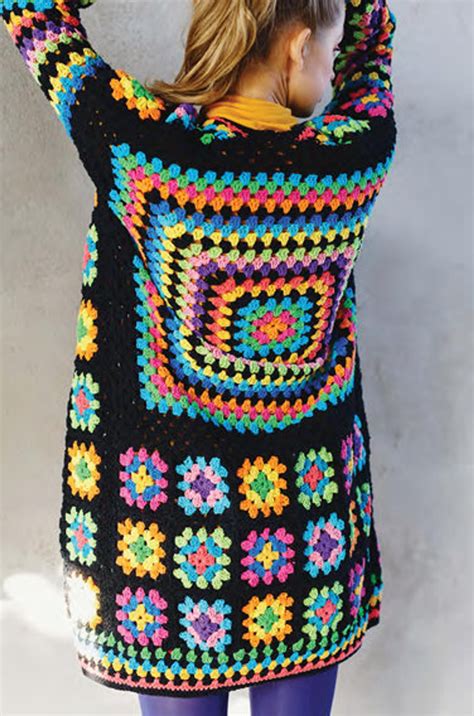 Kaleidoscope Cardigan Granny Square Crochet Pattern Etsy México Crochet Cardigan Pattern