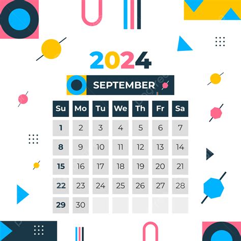 Calendrier De Septembre 2024 Vecteur PNG Calendrier De Septembre 2024