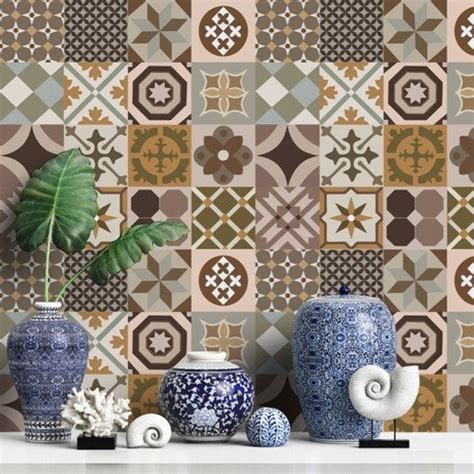 Papel De Parede Adesivo Azulejo Português Tons Nude 12m MadeiraMadeira