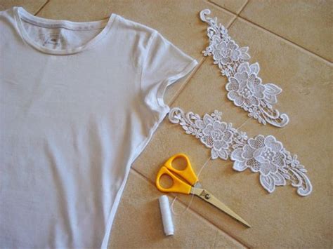 Customizar Blusa Com Renda - Como customizar camiseta com renda nas mangas | CUSTOMIZANDO.NET - Blog ...