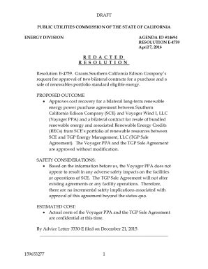 Fillable Online Docs Cpuc Ca Resolution E August Online