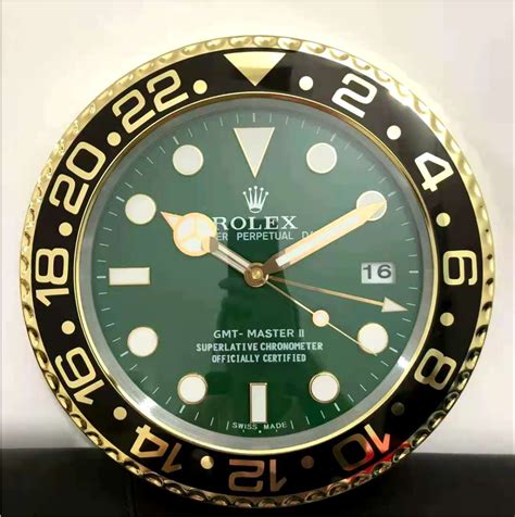 Rolex GMT Master II Black Body Green Dial Wall Clock Swiss O Watches