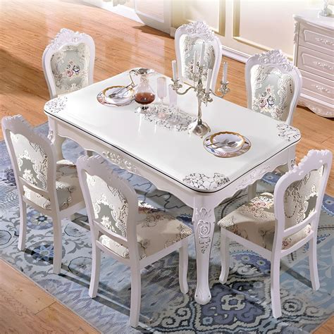 White Wood Dining Room Set with Solid Wood Features - 5 Piece Set ...