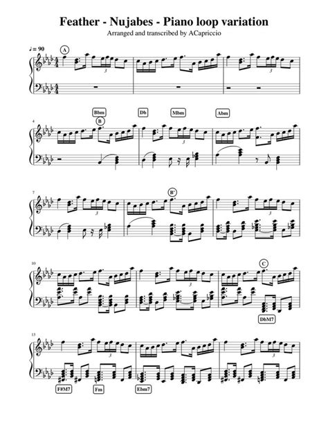 Nujabes Feather Piano Loop Variation Sheet Music For Piano Download Free In Pdf Or Midi