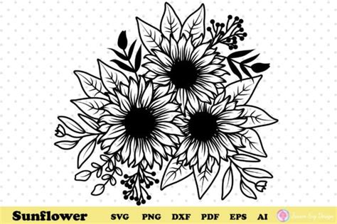 Sunflower Svg Flower Bouquet Svg Graphic By Jaroensvgdesign