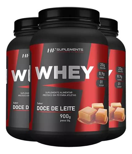 3x Whey Protein De Doce De Leite 900g Hf Suplements Parcelamento Sem