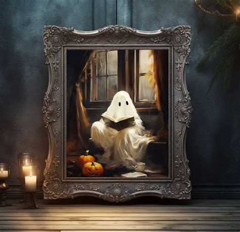 Halloween Ghost Painting, Digital Print, Spooky Wall Art, Funny Ghost ...