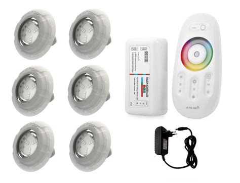 Kit Led Piscina Controle 6 Leds Rgb Fonte 12V Luxpool