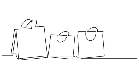 Premium Vector Continuous Line Drawing Of Shopping Bags Set Illustration