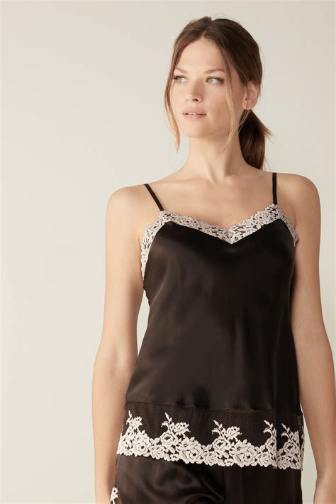 Pretty Flowers Silk Top With Spaghetti Straps Intimissimi