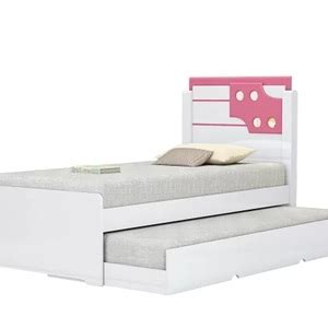 Cama De Solteiro Bibox Luiza Branco Rosa Vitamov Leroy Merlin