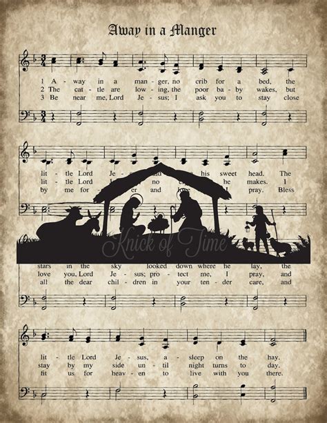 Away in a Manger Christmas Hymn Printable INSTANT DOWNLOAD | Etsy