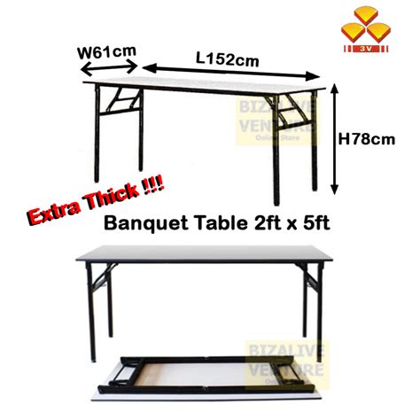 EXTRA THICK 3V Foldable Wood Top Banquet Table 2ft X 5ft Gaming