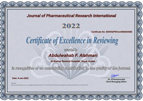 Pdf A Certificate Of Excellence In Reviewing From Journal Of